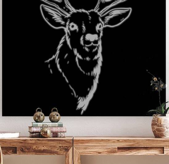 The deer hand drawn illustration white by Bayu Perkasa