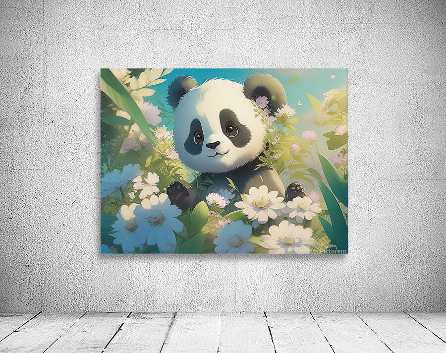 An animestyle digital illustration a baby panda 6 Wall Preview