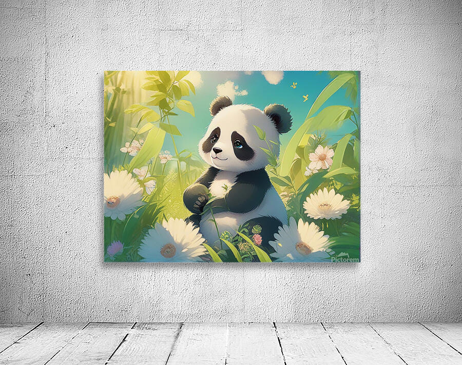 An animestyle digital illustration a baby panda 8 Wall Preview