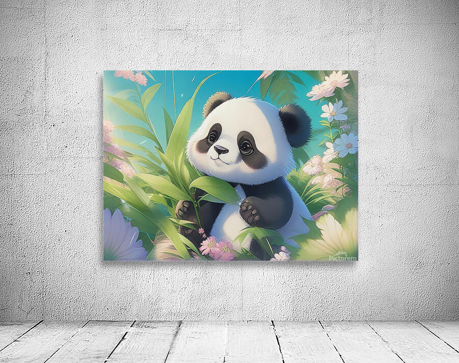 An animestyle digital illustration a baby panda 11 Wall Preview