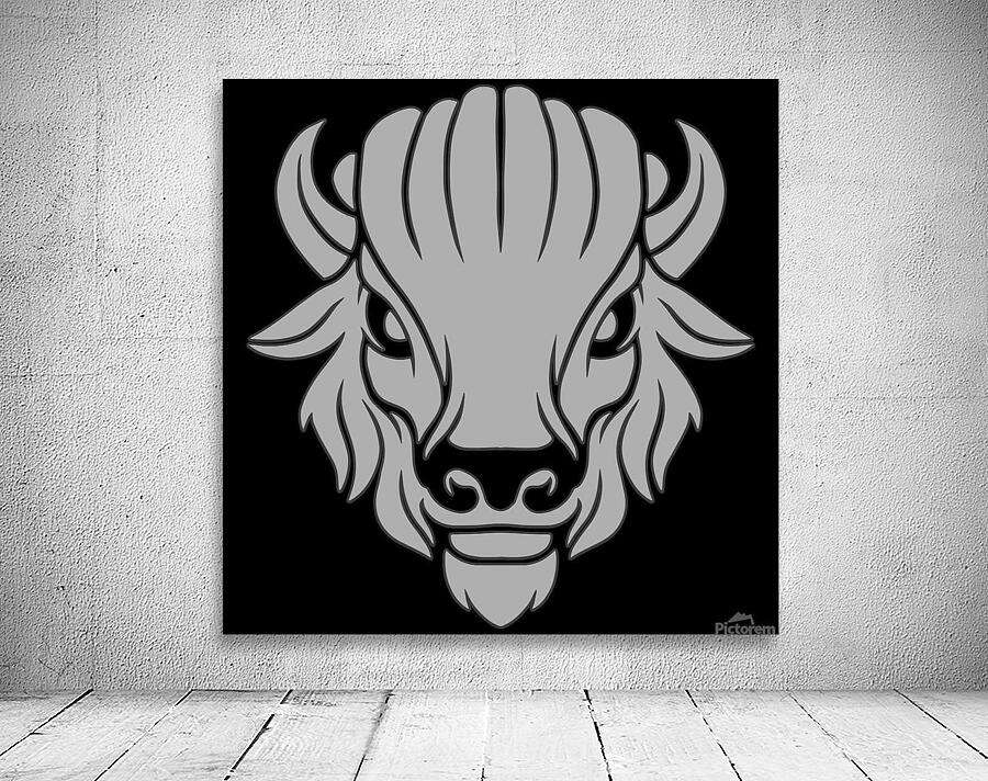 Bison head white Wall Preview