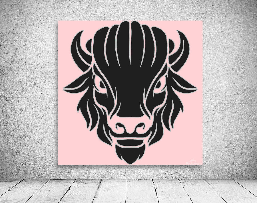 Bison head black Wall Preview