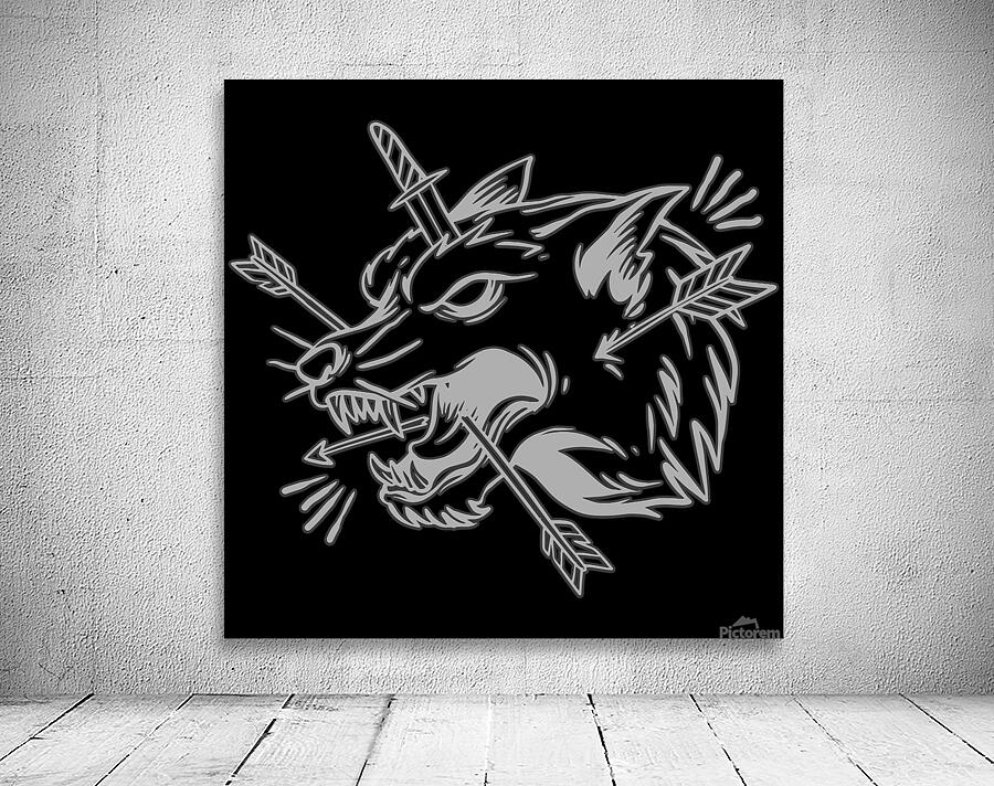 Wolf hand drawing illustration white Wall Preview