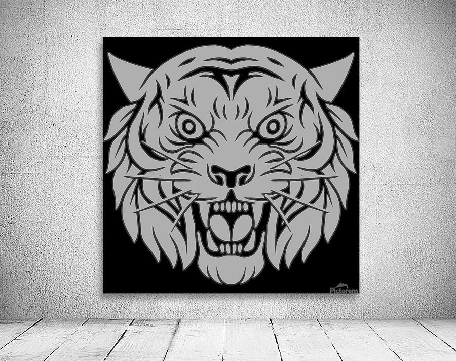 head tiger illustration white Wall Preview
