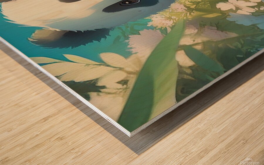 An animestyle digital illustration a baby panda 6 Wood print