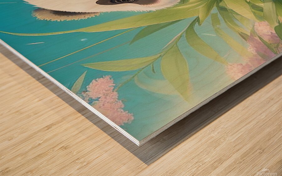 An animestyle digital illustration a baby panda 11 Wood print