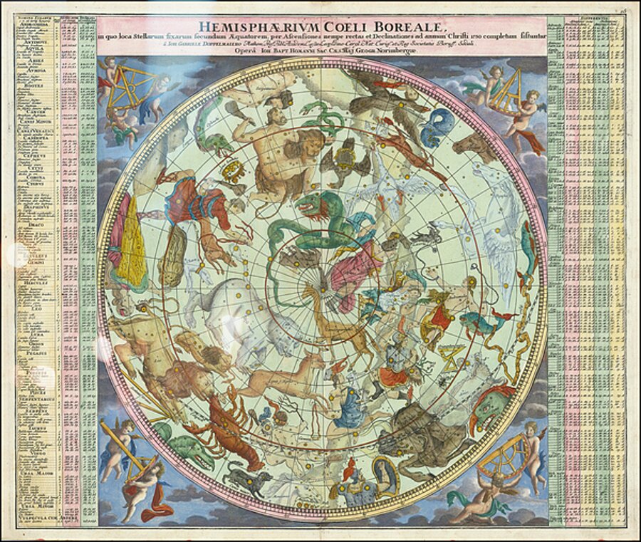 Northern Celestial Hemisphere with constellations and fixed stars c.1742  by Posh Print