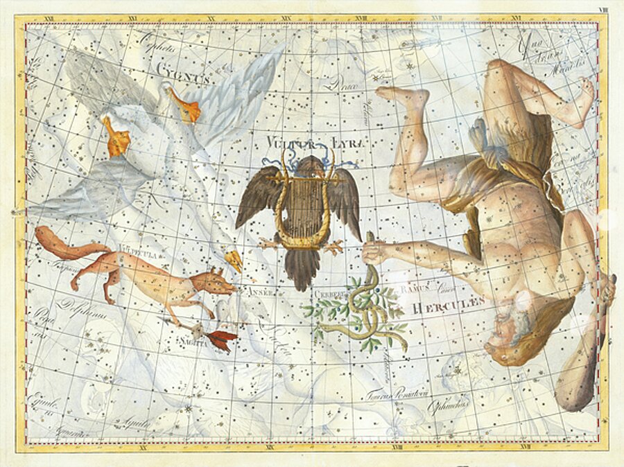 1801 Atlas of Stars and Constellations Hercules Cygnus Vultur & Lyra  by Posh Print