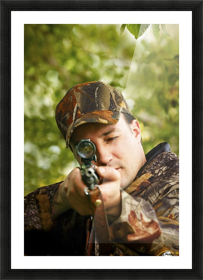 Man Hunting Picture Frame print