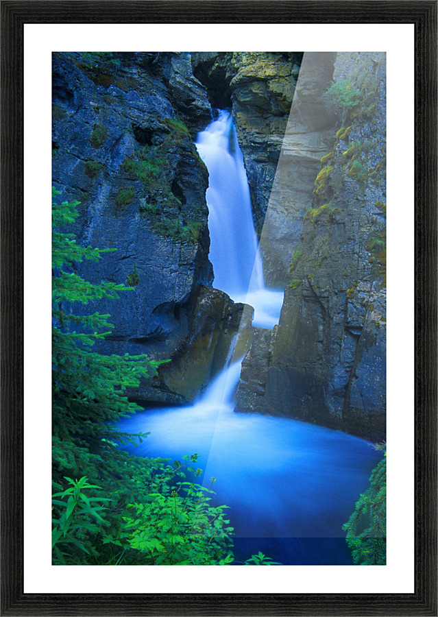 A Beautiful Waterfall, Johnston Canyon, Banff, Alberta, Canada Picture Frame print