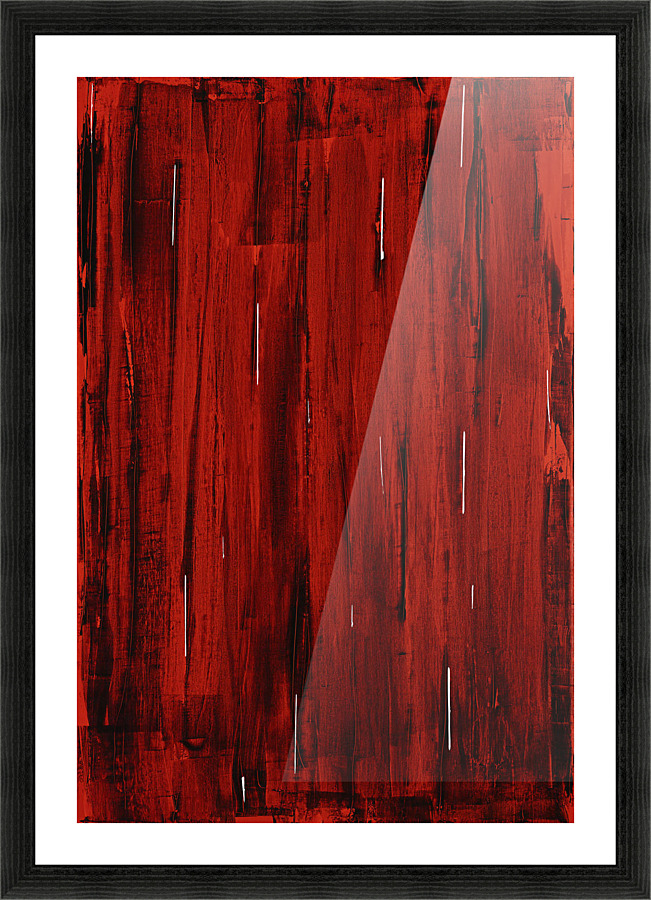 Rain, Abstract Painting In Red And Black (Acrylic Painting). Picture Frame print