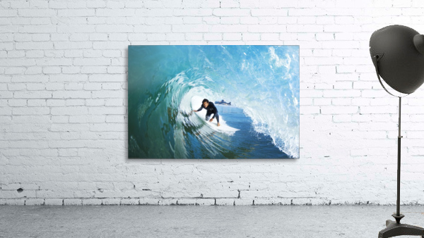 Surfer On Blue Ocean Wave Wall Preview