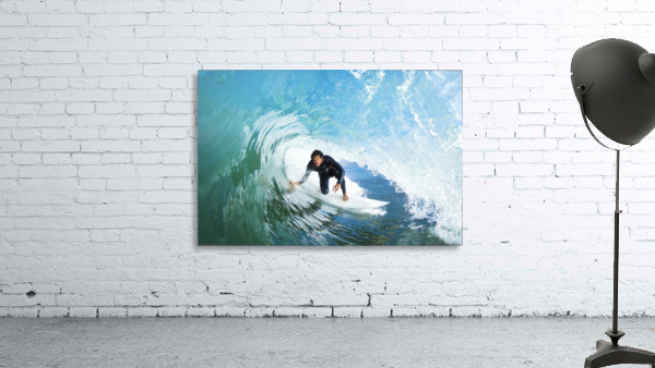 Surfer On Blue Ocean Wave Wall Preview