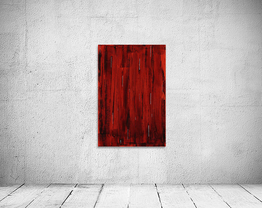 Rain, Abstract Painting In Red And Black (Acrylic Painting). Wall Preview