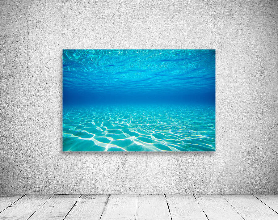 French Polynesia, Underwater Sandy Bottom And Surface Reflection. Wall Preview