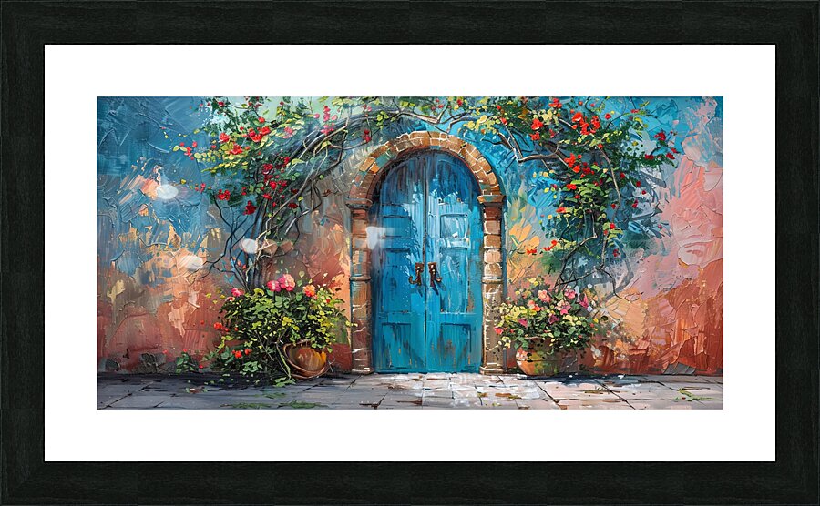 old blue door Picture Frame print