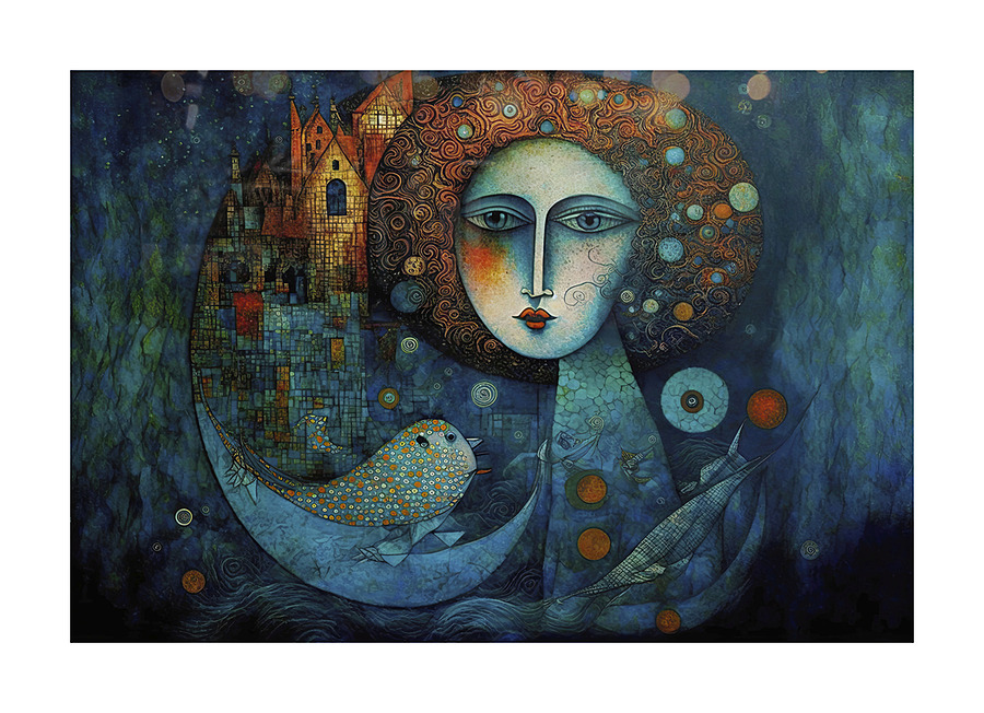 moon dream of tales Picture Frame print