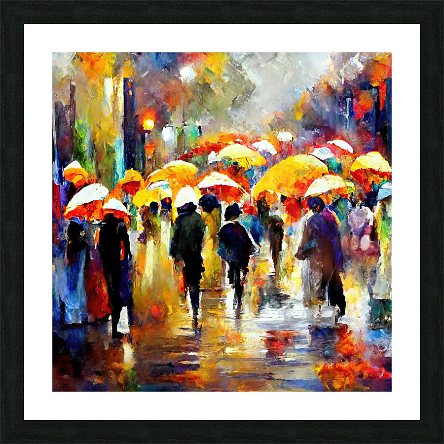 downpour of umbrellas Picture Frame print