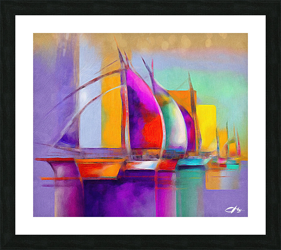 boats in the harbor Picture Frame print