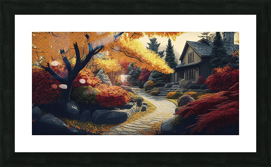 house in autumn Picture Frame print