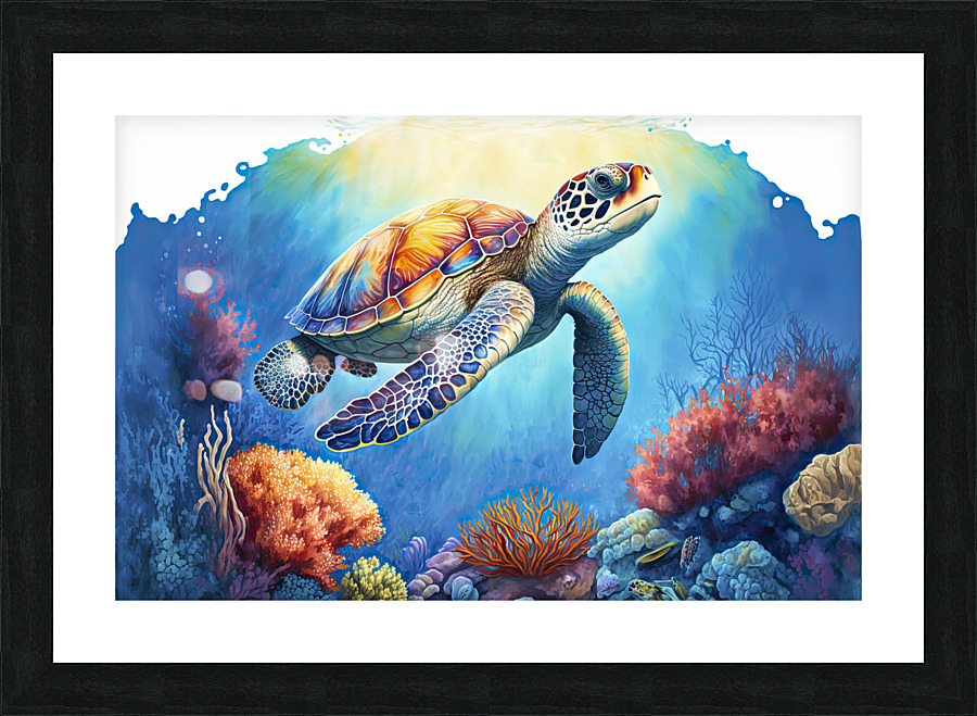 turtle in the tropics Picture Frame print