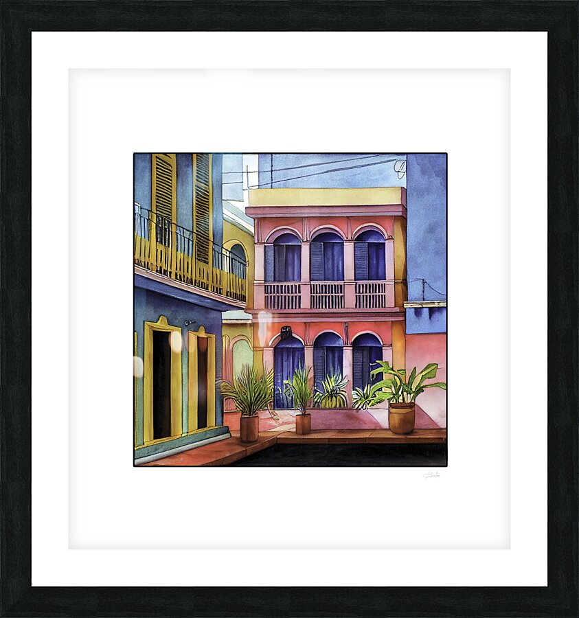tropical island town street Picture Frame print
