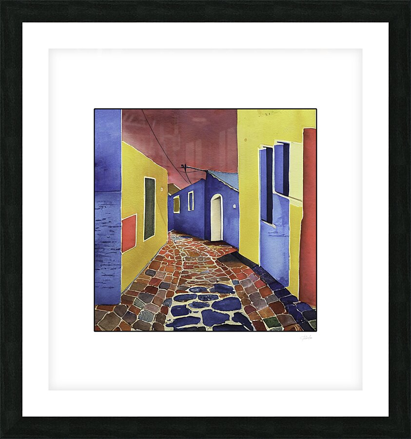 tropical town street Picture Frame print