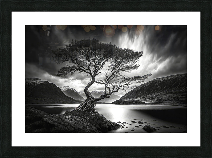 black and white sunset Picture Frame print