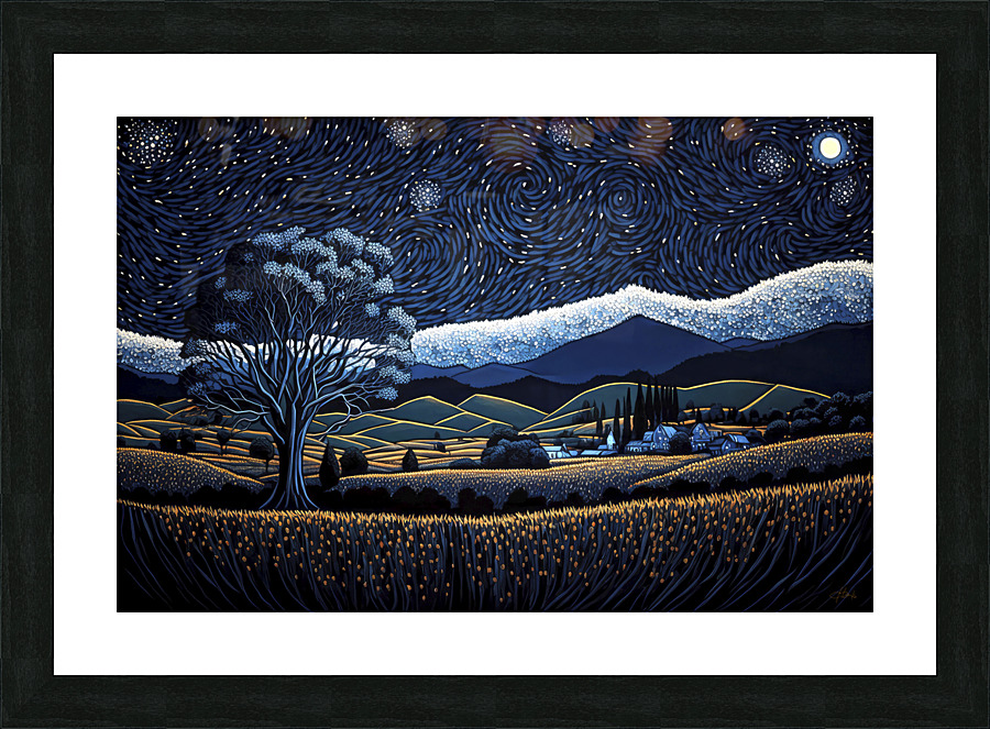 starry night over plains Picture Frame print