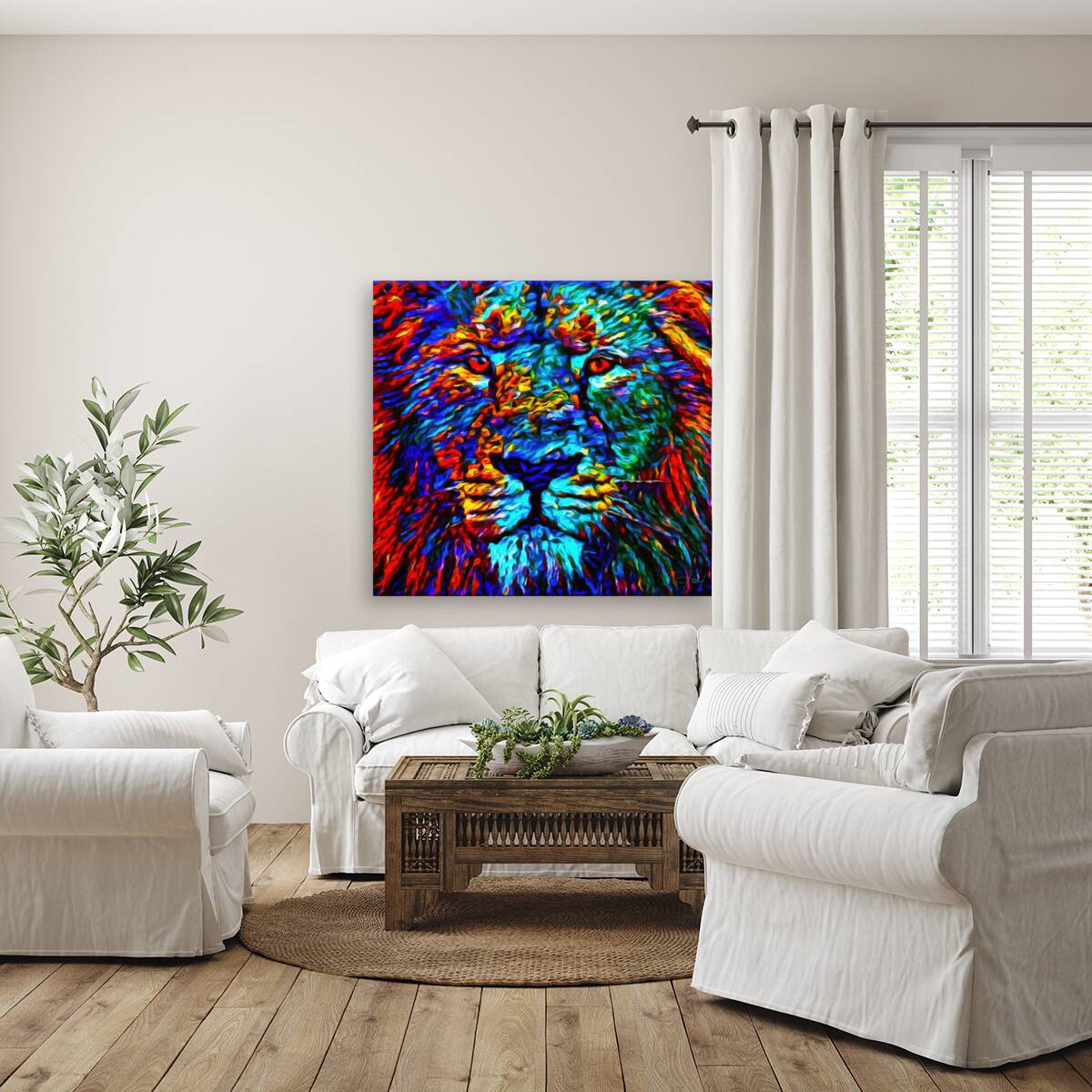 Lion Color Face Painting Reproduction