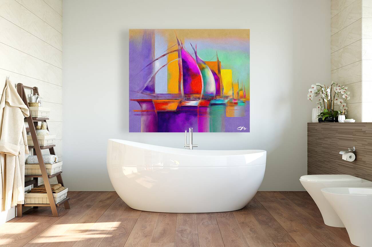 boats in the harbor Reproduction