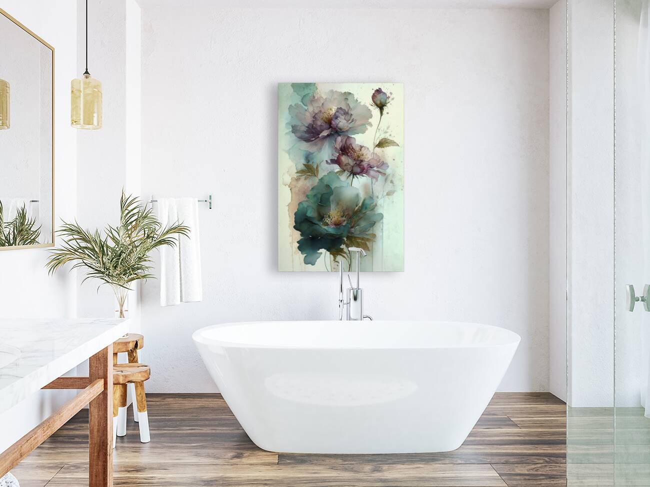 turquoise vintage flowers Reproduction