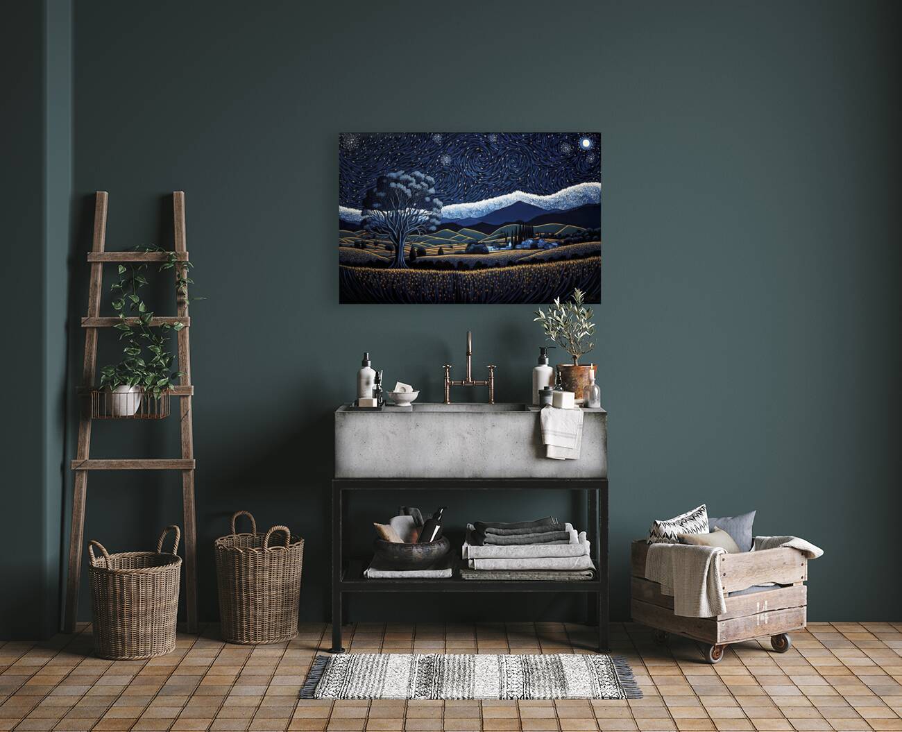 starry night over plains Reproduction