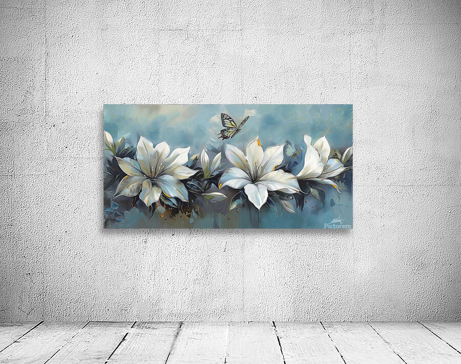 WHITE FLOWERS BUTTERFLY Wall Preview