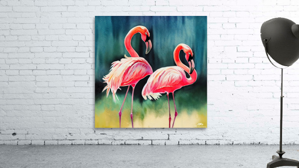 flamingos in the water Wall Preview