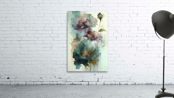 turquoise vintage flowers Wall Preview