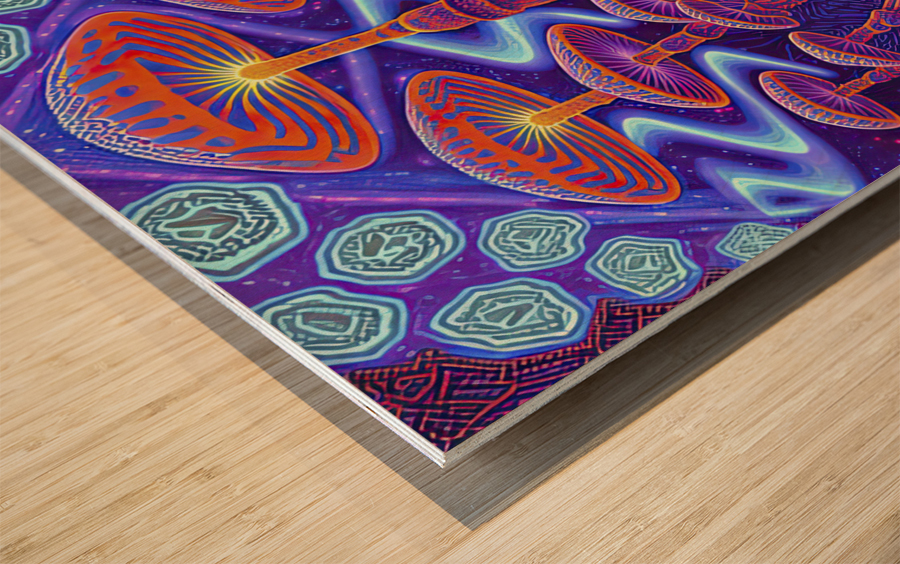 fluorescent mushrooms Impression sur bois