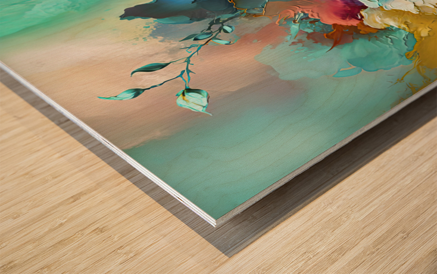 colors with brush Wood print