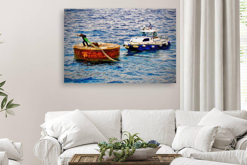 Mooring Bay Santorini  Greece by Fred J Bivetto