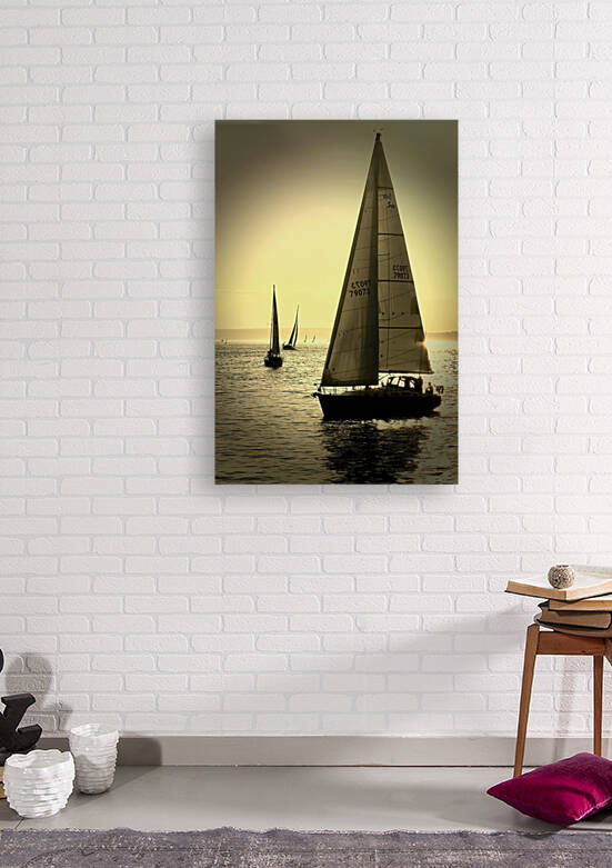 Sailboat in Spotlight Seattle  Washington by Fred J Bivetto