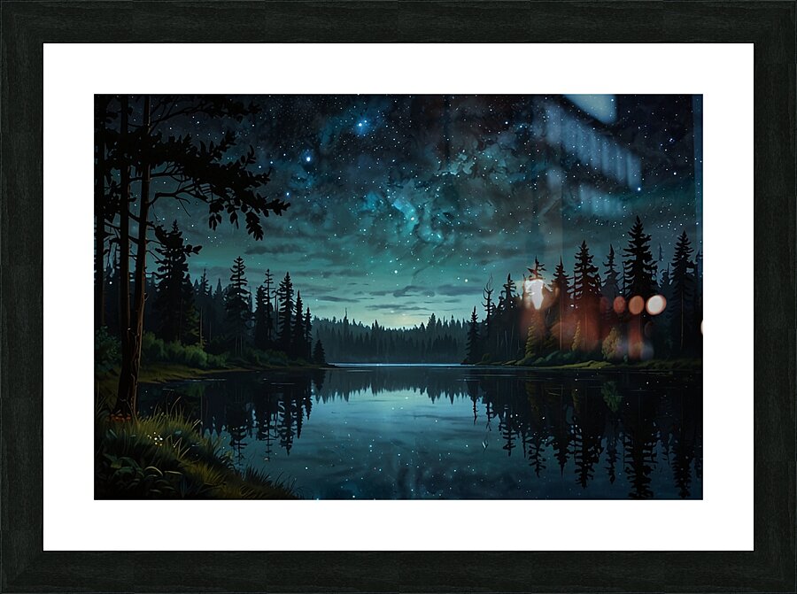 Celestial Forest Night Picture Frame print