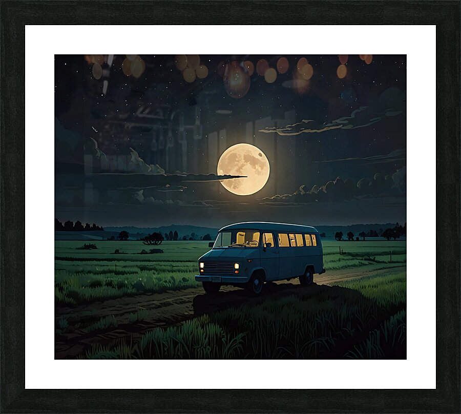  Van Under a Full Moon wall art Picture Frame print