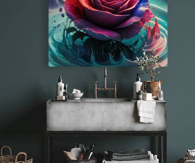 Vibrant Bloom - Abstract Modern Rose Art by rihab bahammou