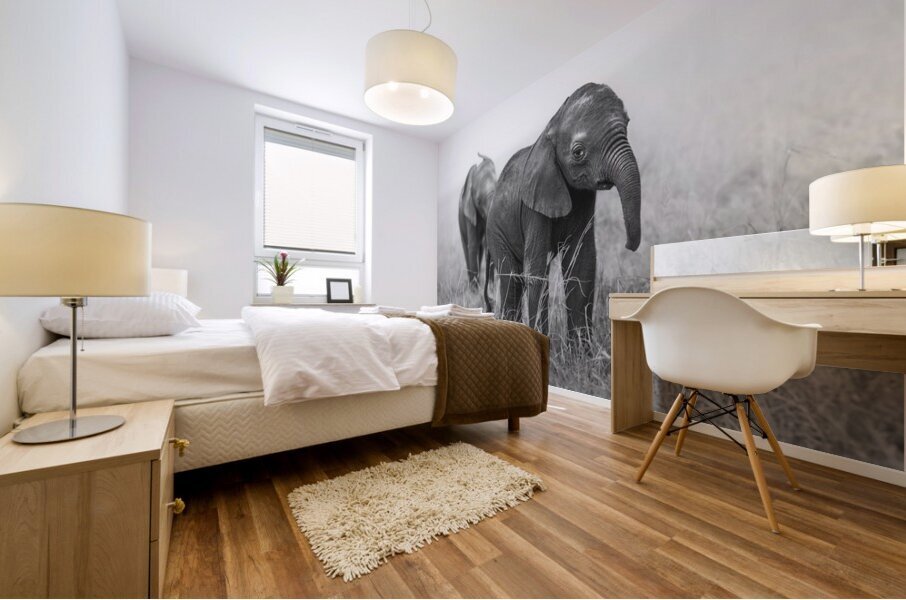 Tiny Titan B&W Mural print