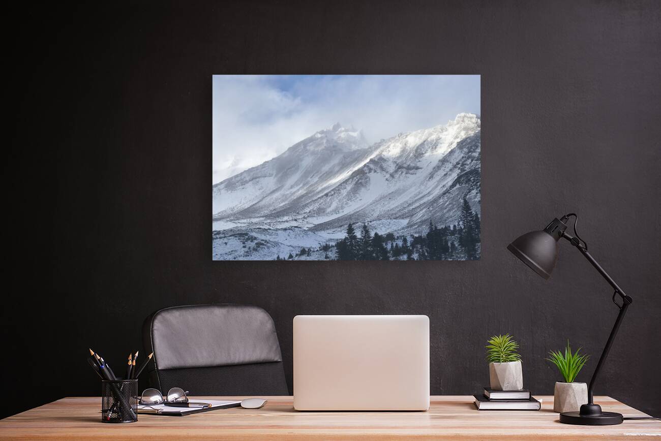 Mount Shasta First Snow with Blue Sky Reproduction