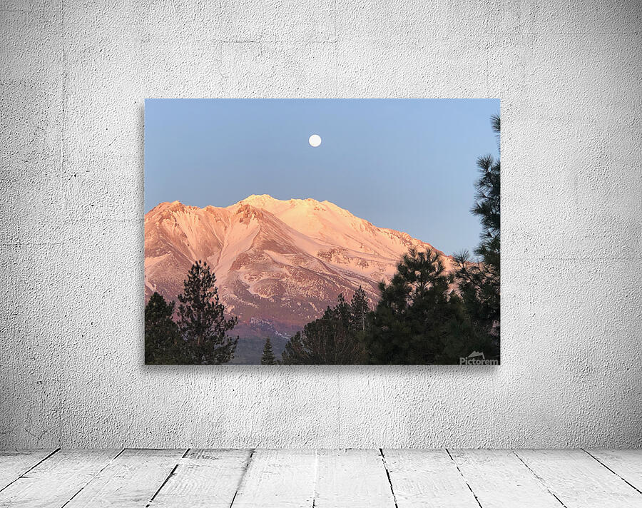 March Full Moon Over Mount Shasta Wall Preview