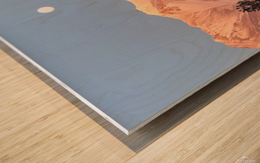 March Full Moon Over Mount Shasta Wood print