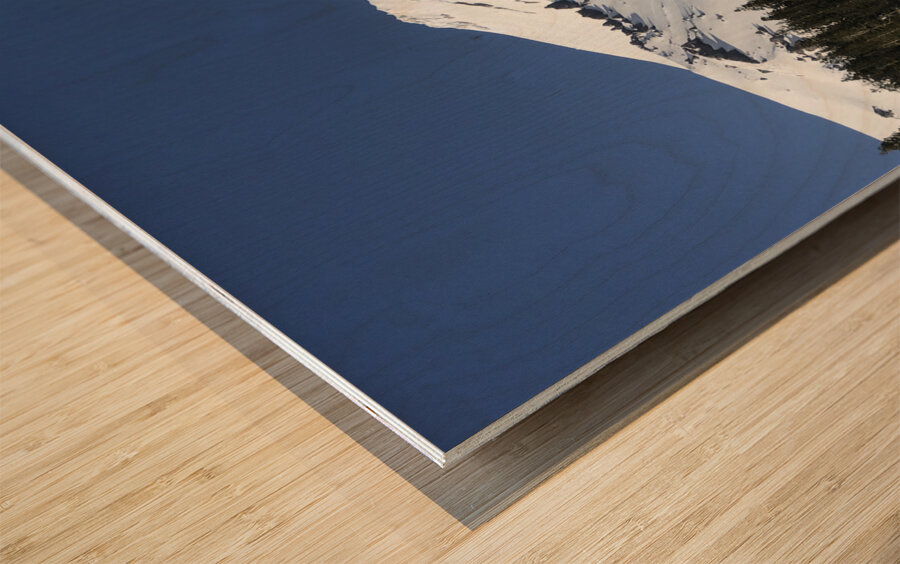 Deep Blue Snow Day Wood print