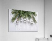 Christmas festive decoration in the form of a Christmas tree with silver toys Acrylic Print
