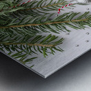 Christmas festive decoration in the form of a Christmas tree with silver toys Metal print